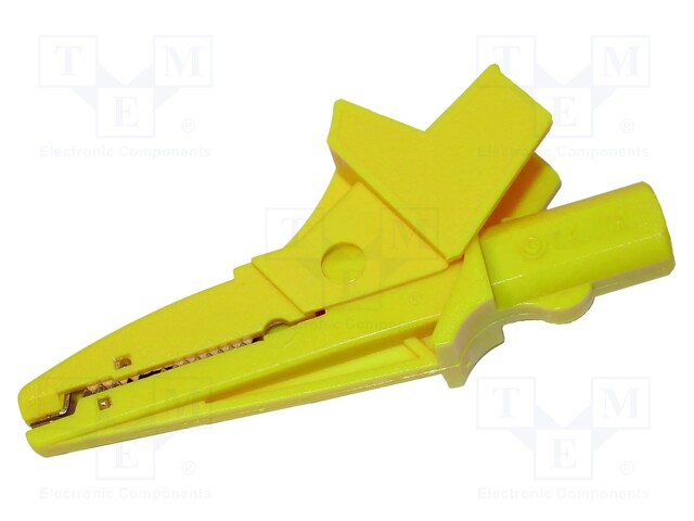 Crocodile clip; 20A; yellow; 1kV; Connection: 4mm socket,plug