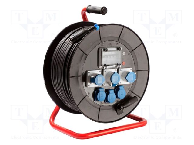 Extension lead; 3G2.5mm2; reel,with brake; Sockets: 6; rubber