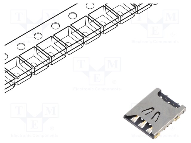 Connector: for cards; Nano SIM; push-pull; SMT; gold flash; PIN: 6