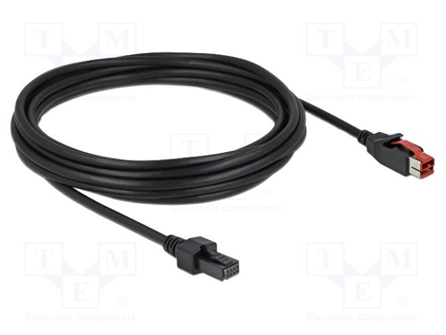 Cable; 2x4pin plug,PoweredUSB plug; 5m; black; 20AWG,26AWG; 24V