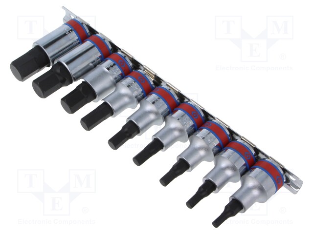 "1/2"" HEX SOCKET SET 9 PIECES SHORT 3/16"" - 5/8"" RAIL SET