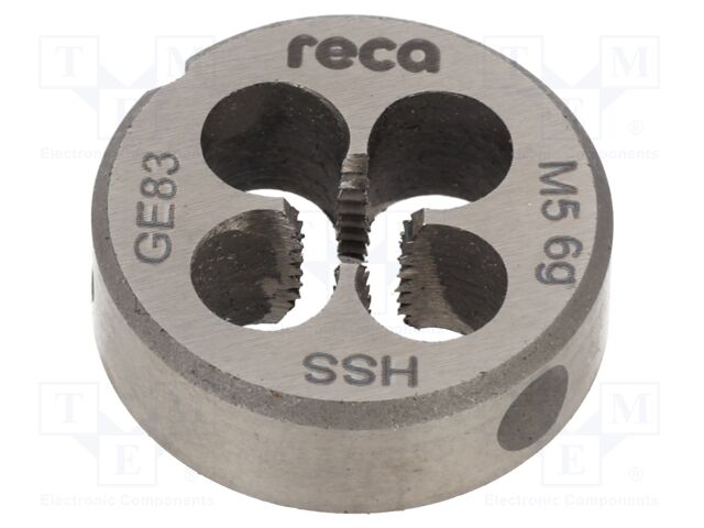 Threading die; high speed steel; M5; 0.8; Ø: 20mm; Thk: 7mm