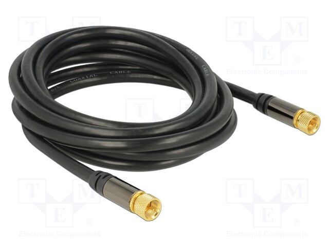 Cable; 3m; F plug,both sides; black; 75Ω
