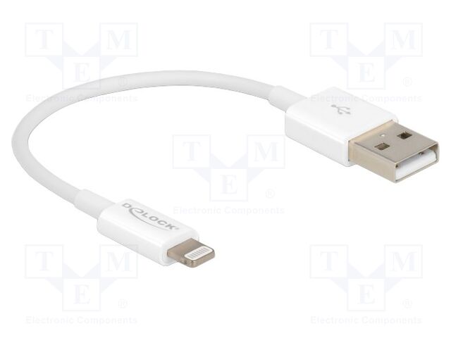 Cable; USB 2.0; Apple Lightning plug,USB A plug; 0.15m; white