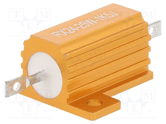 Resistor: wire-wound; with heatsink; 1.5kΩ; 25W; ±5%; 30ppm/°C