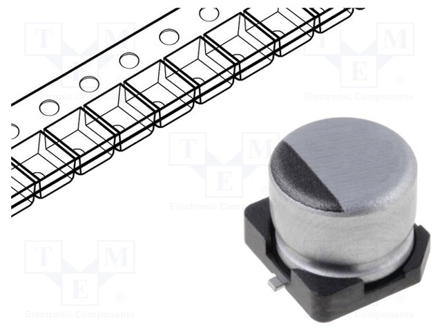 Capacitor: electrolytic; low impedance; SMD; 470uF; 25VDC; Ø8x10mm