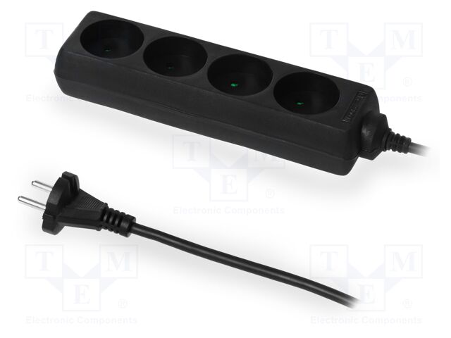 Mains; Schuko; Sockets: 4; CEE 7/5 (E) socket,CEE 7/7 (E/F) plug