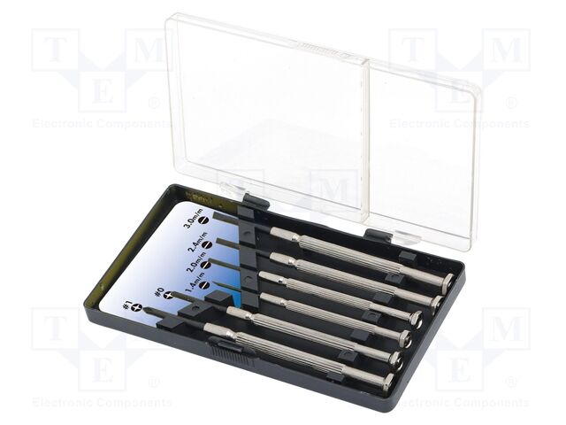 Kit: screwdrivers; precision; Phillips,slot; 6pcs.