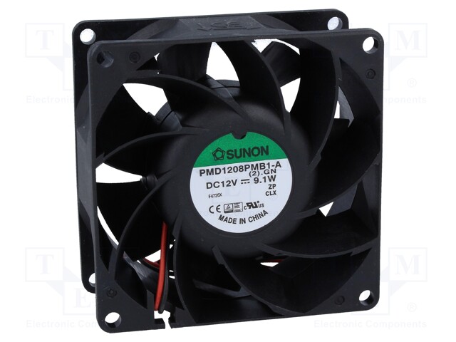 Fan: DC; axial; 12VDC; 80x80x38mm; 143m3/h; 55.2dBA; ball bearing