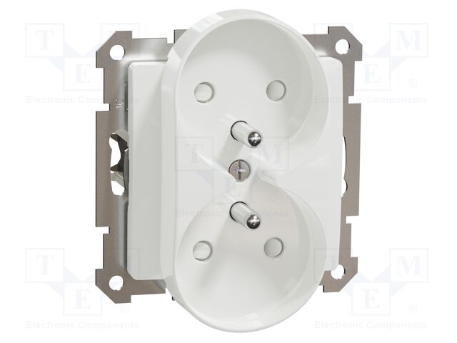Dual E-type socket; 250VAC; IP20; white; Sedna Elements; 2x 2P+PE