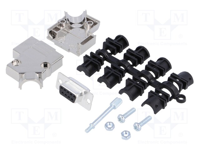 D-Sub; PIN: 9; plug; female; shielded,stamped and formed contacts