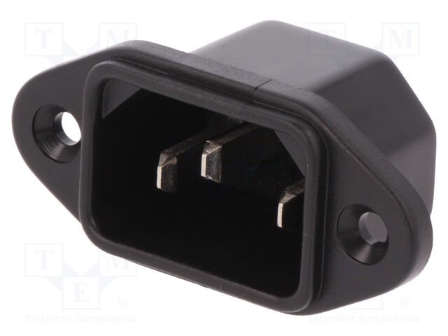 Connector: AC supply; socket; male; 10A; 250VAC; IEC 60320; C14 (E)