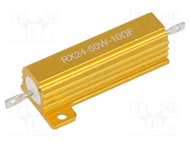 Resistor: wire-wound; with heatsink; 10Ω; 50W; ±1%; 50ppm/°C