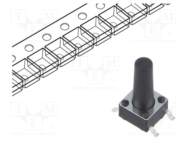Microswitch TACT; SPST; Pos: 2; 0.05A/12VDC; SMT; 1.27N; 6x6x3.5mm
