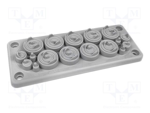 Multigate grommet; grey; Holes no: 17; -40÷90°C; UL94V-0; IP65; RMC