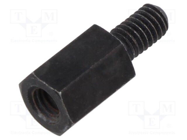 Screwed spacer sleeve; 10mm; Int.thread: M4; Ext.thread: M4; steel