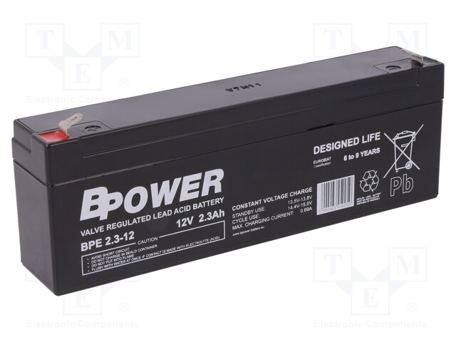 Re-battery: acid-lead; 12V; 2.3Ah; AGM; maintenance-free