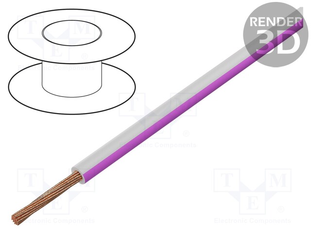 Wire; H05V-K,LgY; stranded; Cu; 2.5mm2; PVC; white-pink; 300V,500V