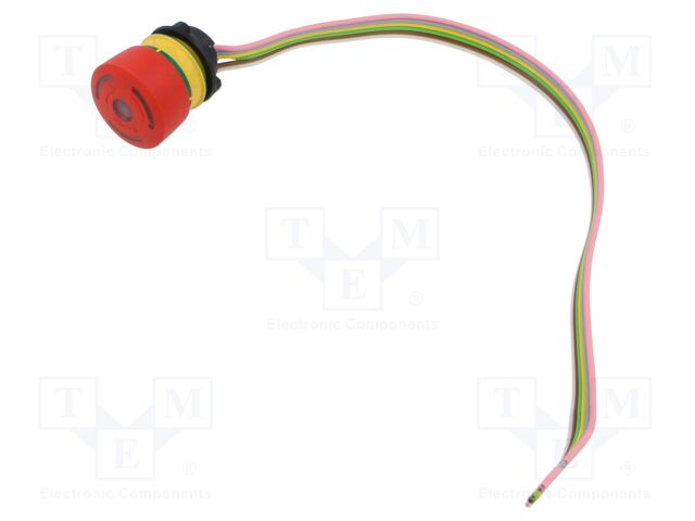 Switch: emergency stop; NC + NO; 5A/250VAC; 5A/24VDC; 22mm; red