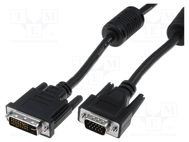 Cable; dual link; D-Sub 15pin HD plug,DVI-I (24+5) plug; 2m