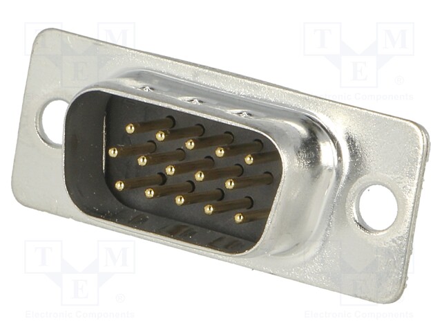 D-Sub HD; PIN: 15; plug; male; turned contacts; soldering; black