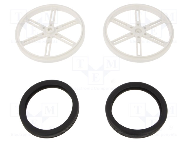 Wheel; white; Shaft: knurled; Pcs: 2; push-in,screw; Ø: 90mm; W: 10mm