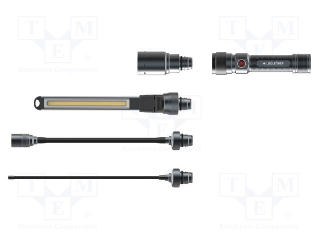 Torch: LED; luminous flux adjustment; 5h; 140lm,280lm; black; IP00