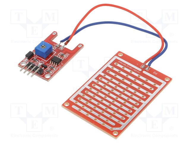 Module: rain detector; Dim: 54x40mm; 5VDC; Board dim: 30x16mm