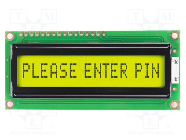 Display: LCD; STN Positive; 16x1; yellow-green; 80x36mm; LED; 1x16