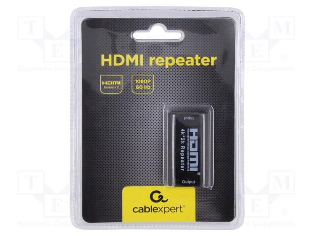 Repeater HDMI; HDMI 1.4; HDMI socket,both sides; Colour: black