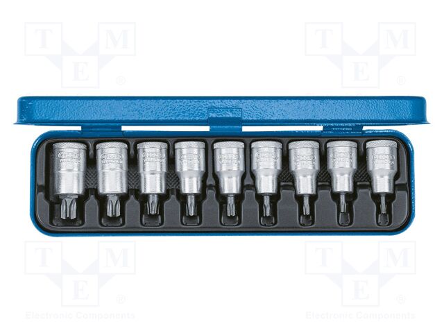 Kit: socket bits; box; Torx®; Kit: socket bits; 1/2"; 9pcs.