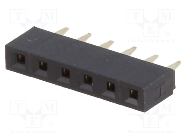 Socket; pin strips; female; PIN: 6; straight; 2.54mm; THT; 1x6; 3A