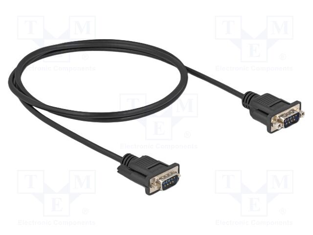 Cable; D-Sub 9pin plug,both sides; PVC; Len: 1m; black; Øcable: 5mm
