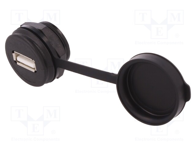 Socket; USB A; 1310; for panel mounting,rear side nut; soldering