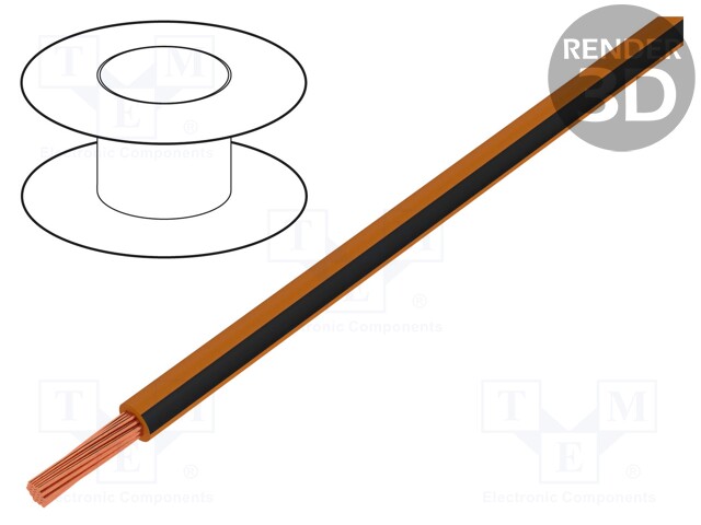 Wire; X07V-K; stranded; Cu; 1.5mm2; orange-black; PVC; 450/750V