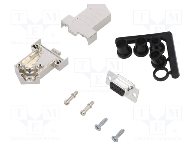D-Sub; PIN: 9; plug; female; soldering; for cable; black