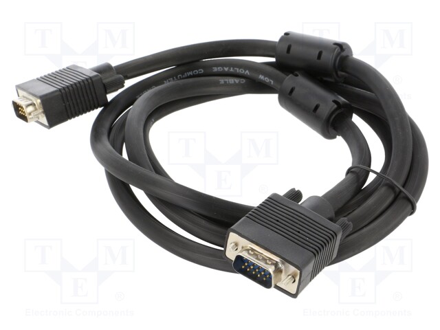 Cable; D-Sub 15pin HD plug,both sides; black; 1.8m; 30AWG