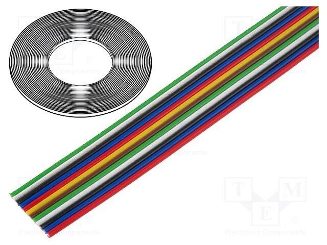 Wire: ribbon; stranded; Cu; 12x0,35mm2; unshielded; PVC; 150V; 50m
