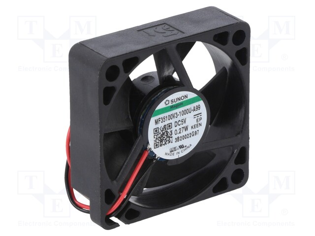 Fan: DC; axial; 5VDC; 35x35x10mm; 9m3/h; Vapo; 5300rpm; Len: 0.14m