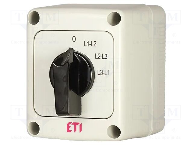 Switch: voltmeter cam switch; Stabl.pos: 4; 16A; 0-L1L2-L2L3-L3L1