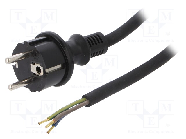 Cable; SCHUKO plug,CEE 7/7 (E/F) plug,wires; 4.5m; black; rubber