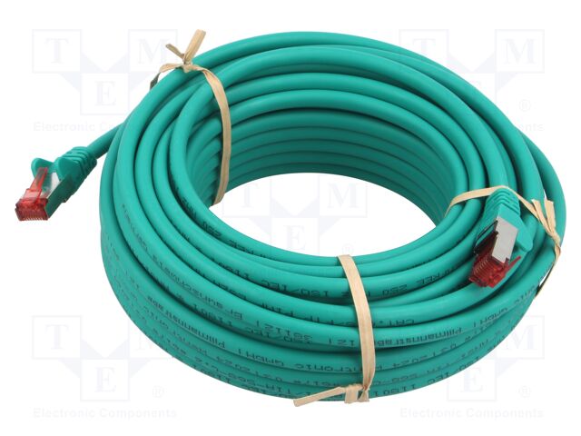 Patch cord; S/FTP; 6; stranded; Cu; LSZH; green; 15m; halogen free