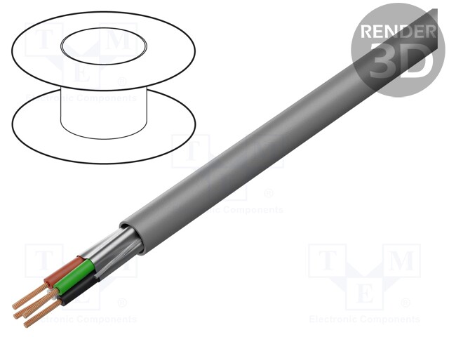 Wire; shielded,Al-PET foil; LSZH; grey; 300V; halogen free; 500m