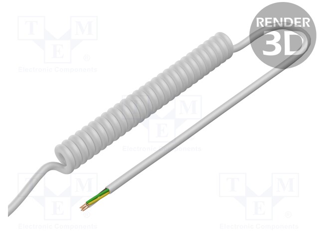 Wire: coiled; 4x0.5mm2; unshielded; PUR; white; 300V; 0.3m; 1.2m