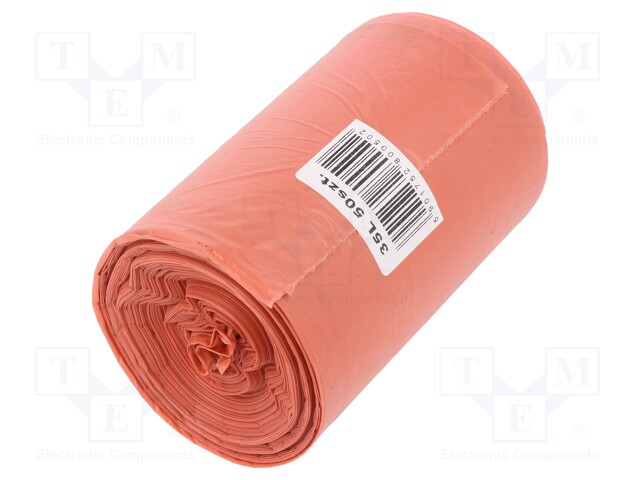 Trash bags; 50pcs; LDPE; Colour: red; 35l