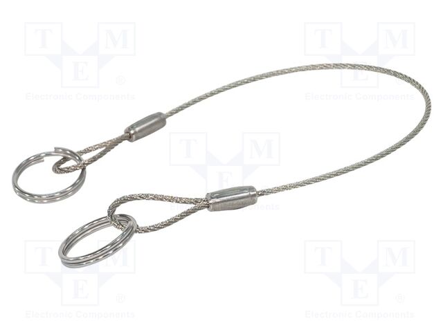 Retaining cable; with 2 key rings; stainless steel; L: 200mm