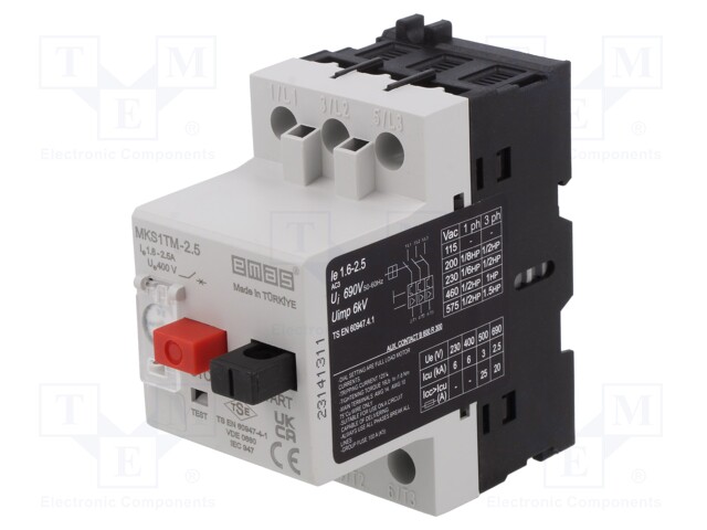 Motor breaker; for DIN rail mounting; 1.6÷2.5A; IP40; -5÷40°C