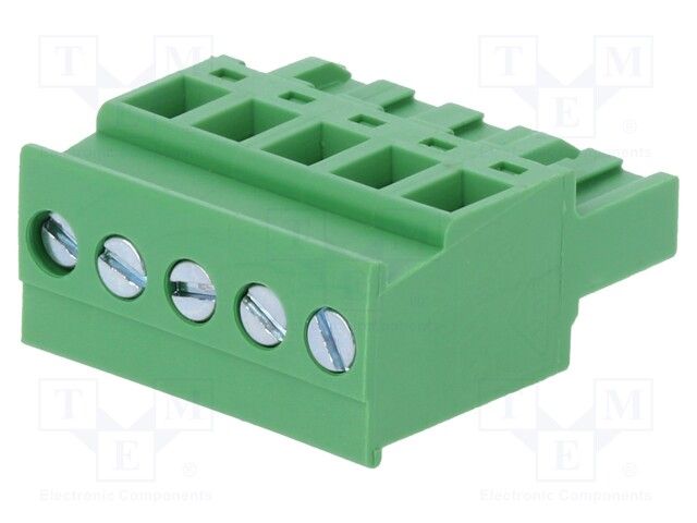 Pluggable terminal block; 5mm; ways: 5; angled; plug; female; 320V