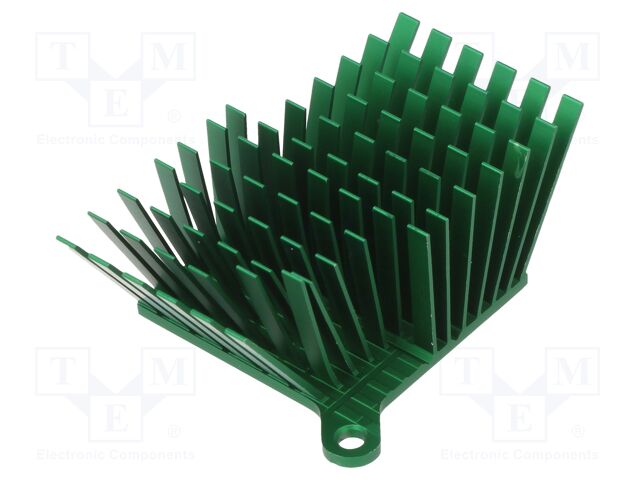 Heatsink: extruded; grilled; green; L: 40mm; W: 38mm; H: 25mm; 1.9°C/W