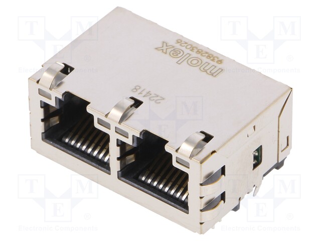 Socket; RJ45; MXMag; PIN: 8; shielded,double,with LED; gold-plated